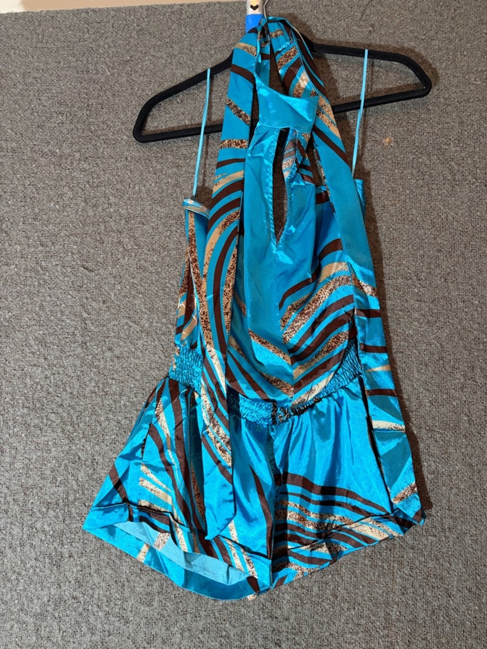 Arden B Blue Striped Halter Romper 100% Polyester Women's Size S